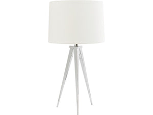 Libra Chrome Tripod Table Lamp Contemporary Tapered Ivory Shade