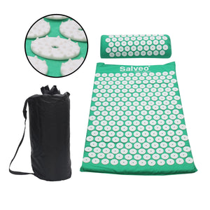 Salveo Acupressure Mat & Pillow Set Green inc Bag