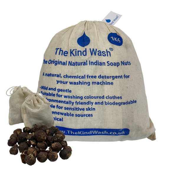 The Kind Wash Indian Soap Nuts Natural Washing Detergent 1kg + Wash Bags