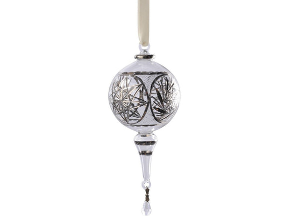 Libra Hand Painted Platinum Glass Finial Bauble