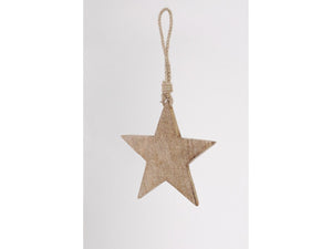 Libra Rustic Wooden Hanging Star Small