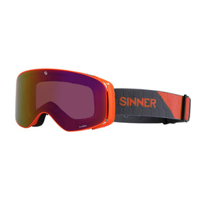 Sinner Olympia Ski Goggles Matte Orange With Red Mirrored Lens Adult Unisex