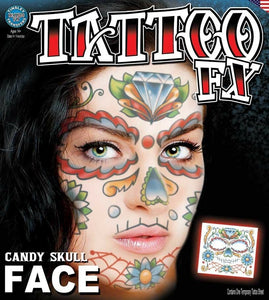 Tinsley Transfers Face Tattoos (Candy Skull Face)