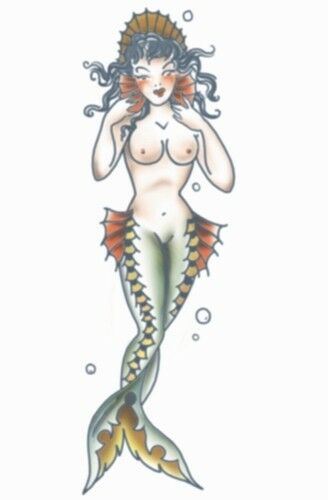 Tinsley Transfers Temporary Tattoo - Pin Up (Mermaid Pin Up Girl)
