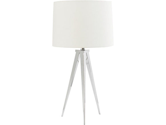 Libra Chrome Tripod Table Lamp Contemporary Tapered Ivory Shade