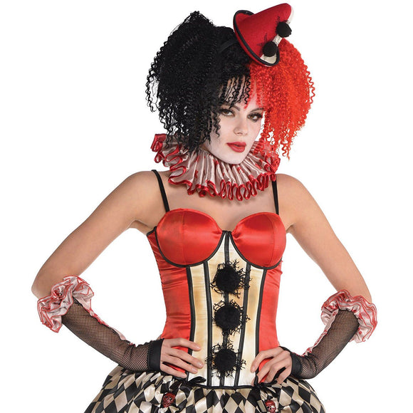 Clown Corset Costume Harlequin Jester Halloween Fancy Dress Medium/Large